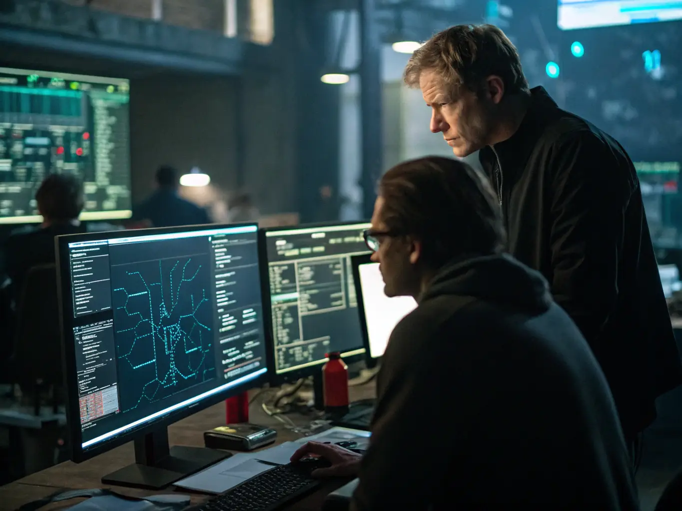 A professional cybersecurity expert is conducting a penetration test on a company's network, identifying vulnerabilities and ensuring robust protection against cyber threats.